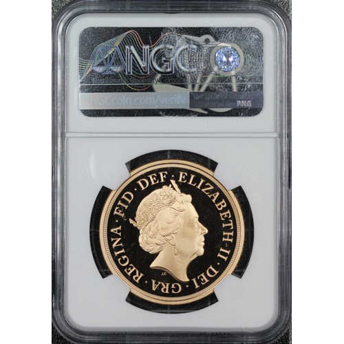 163 - NGC PF70 Ultra Cameo 2021 Gold proof five sovereign/five pounds, Elizabeth II. Obverse portrait by J... 