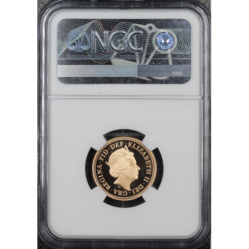 139 - NGC PF70 Ultra Cameo 2022 Proof sovereign, Elizabeth II. Platinum Jubilee special reverse design by ... 