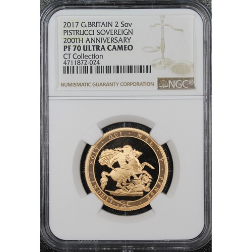 152 - NGC PF70 Ultra Cameo 2017 Proof double sovereign/two pounds, Elizabeth II. Special reverse design co... 