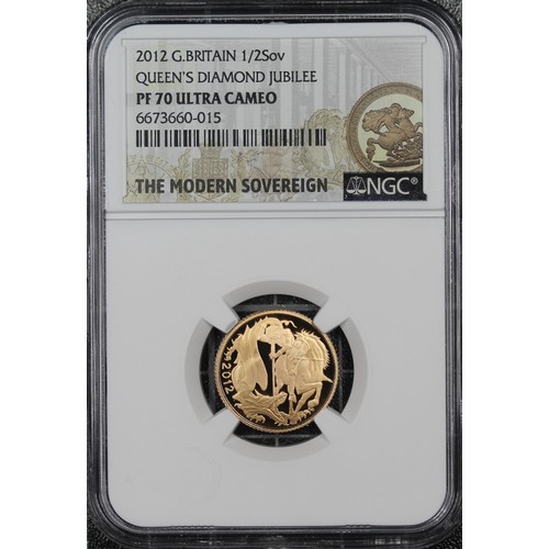 123 - NGC PF70 Ultra Cameo 2012 Proof half sovereign, Elizabeth II. Special reverse with stylised St. Geor... 