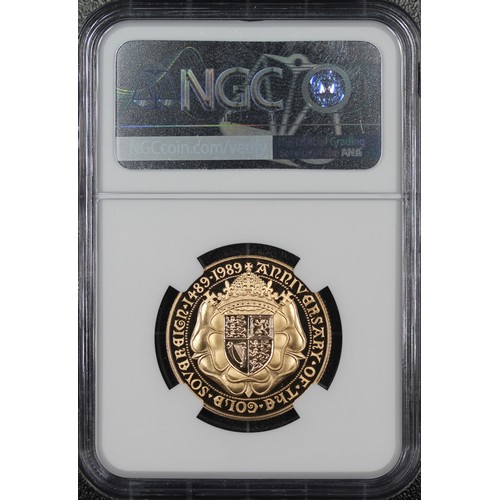 150 - NGC PF70 Ultra Cameo 1989 Proof double sovereign/two pounds, Elizabeth II. One of the key special de... 