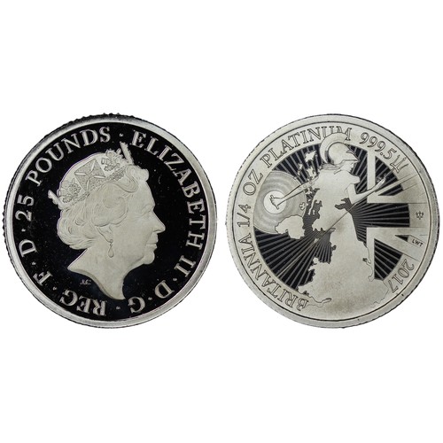 210 - 2017 Platinum proof ¼oz Britannia, Elizabeth II. A couple of minor surface marks otherwise much as s... 