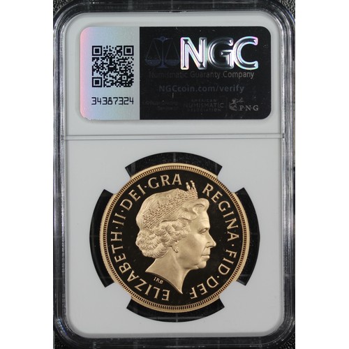 157 - NGC PF70 Ultra Cameo 2009 Gold proof 5 sovereigns/five pounds, Elizabeth II. Obverse portrait by Ian... 