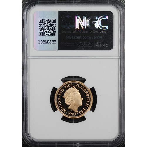 138 - NGC PF70 Ultra Cameo 2021 Proof sovereign, Elizabeth II. Crowned 95 privy in exergue celebrating the... 