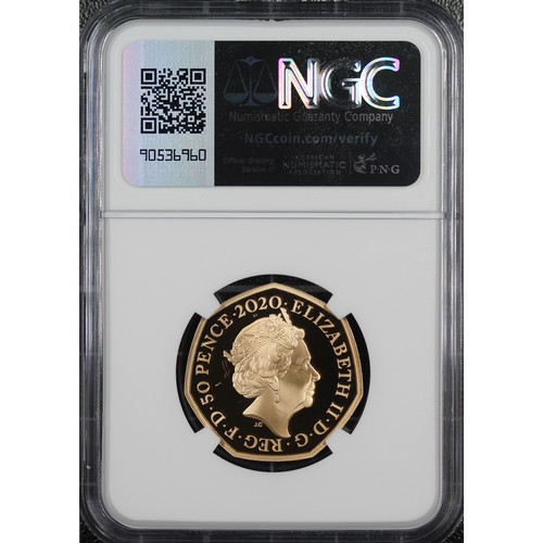 168 - NGC PF70 Ultra Cameo 2020 Gold Proof 50p, Elizabeth II. Part of the Winnie the Pooh series and featu... 