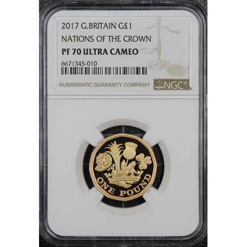 170 - NGC PF70 Ultra Cameo 2017 Gold proof £1, Elizabeth II. Featuring the new 