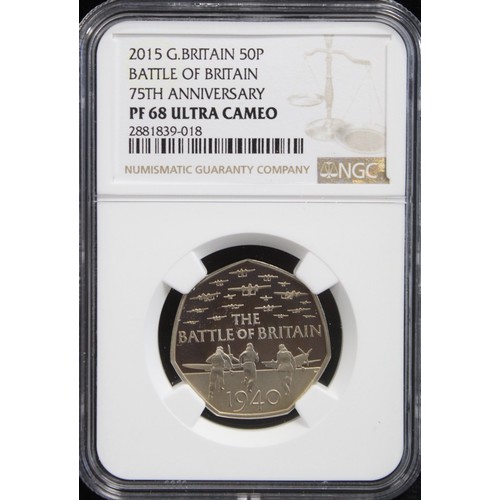 217 - NGC PF68 Ultra Cameo 2015 Proof 50p coin commemorating the 75th Anniversary of the Battle of Britain... 