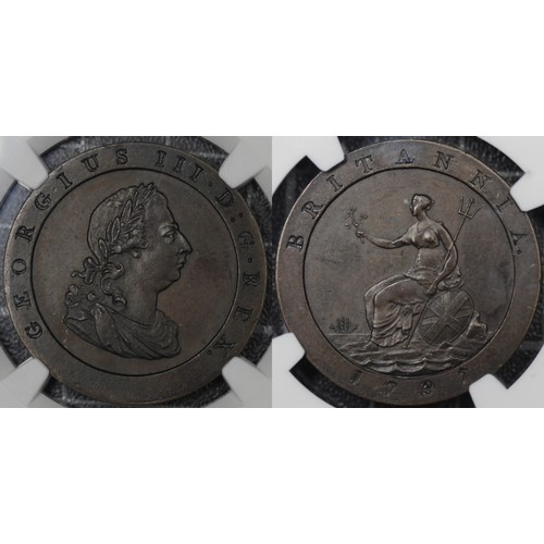 45 - 1797 Bronzed copper restrike pattern halfpenny, George III. Obv. laureate and draped bust with legen... 