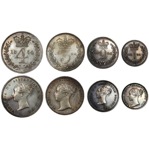 70 - 1854 Maundy Set, Victoria. Obv. young head, rev. crowned denominations dividing date. Uneven toning,... 