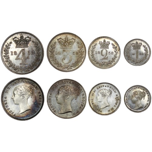 71 - 1858 Maundy Set, Victoria. Obv. young head, rev. crowned denominations dividing date. A generally we... 