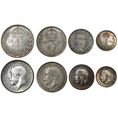 84 - 1919 Partial Maundy set, George V. Obv. bare head left, Rev. crowned denominations dividing date. Th... 