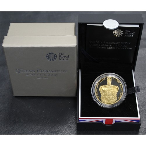 251 - 2013 Silver proof five pounds, Elizabeth II. Struck to commemorate the 60th Anniversary of the Coron... 