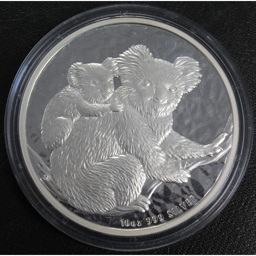 291 - Australia, 2008 10oz silver Koala $10. A few minor surface marks, aUNC. Complete with original capsu... 