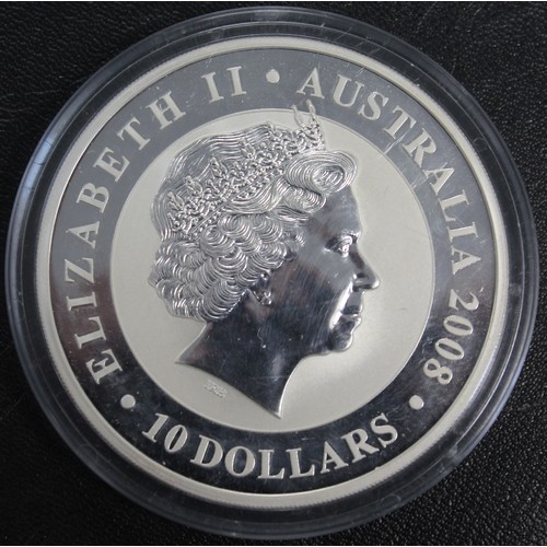 291 - Australia, 2008 10oz silver Koala $10. A few minor surface marks, aUNC. Complete with original capsu... 