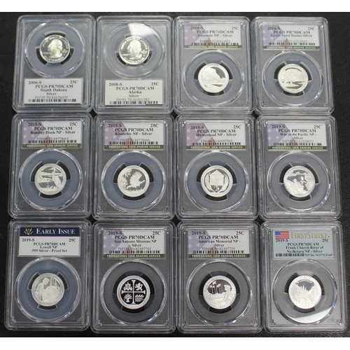 325 - USA, a collection of silver proof Washington State quarter dollars (12), all graded PCGS PR70DCAM. 2... 