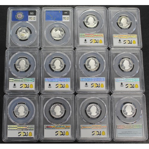 325 - USA, a collection of silver proof Washington State quarter dollars (12), all graded PCGS PR70DCAM. 2... 