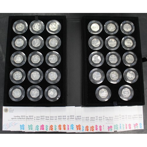 212 - 2012 London Olympic silver 50p collection in Royal Mint case and comprising the full set of 29 coins... 