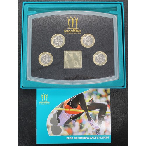 238 - 2002 Commonwealth Games £2 Proof Set in presentation box with with COA/booklet. All coins as struck.