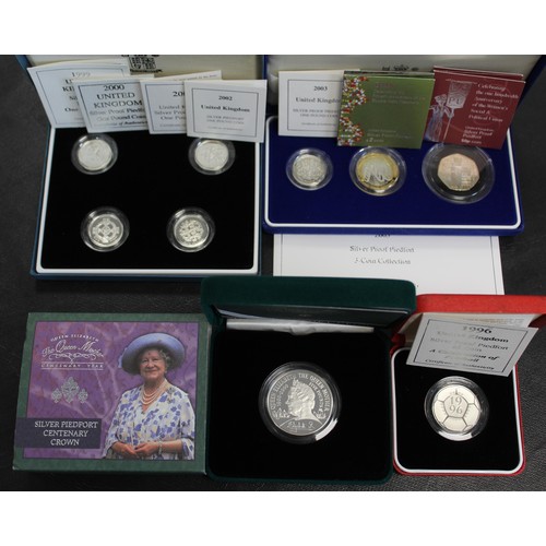 241 - Silver proof piedfort coins (9) comprising 1996 Football European Championships, 1999-2002 4-coin £1... 