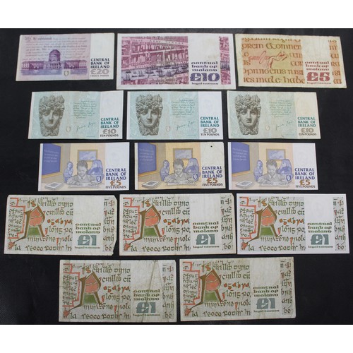 14 - Republic of Ireland banknotes (14) in denominations of £20 (1), £10 (4), £5 (4) and £1 (5). Mixed gr... 