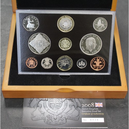 266 - 2008 Royal Mint Executive 11-coin proof set including Elizabeth I commemorative £5 coin and London O... 