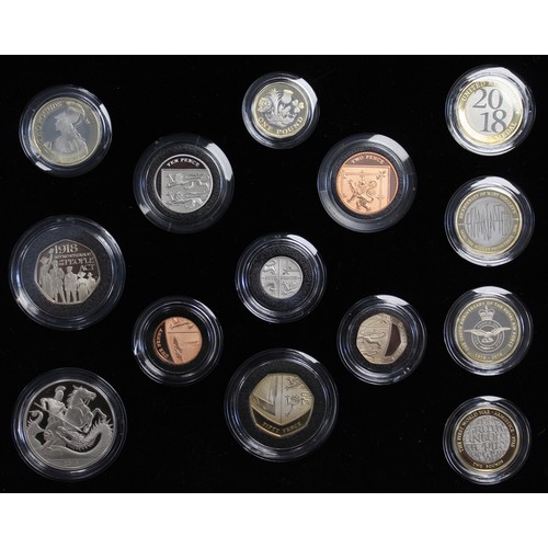 274 - 2018 Royal Mint 14-coin premium proof set, Elizabeth II, featuring the Frankenstein £2 & Prince ... 