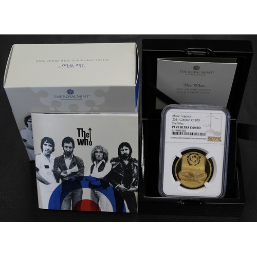 171 - NGC PF70 Ultra Cameo 2021 The Who 1oz gold proof £100, Elizabeth II. Part of the Music Legends serie... 