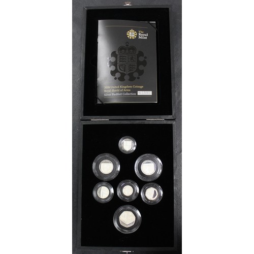 264 - 2008 Silver piedfort proof Royal Shield of Arms year sets in presentation box with COA booklet (#159... 