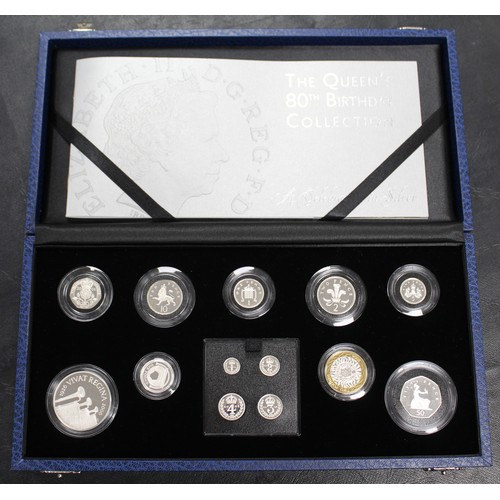 260 - 2006 Silver proof 13-coin set struck to celebrate the 80th birthday of Queen Elizabeth II to include... 