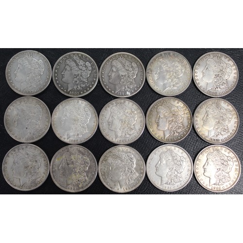 321 - USA, Morgan dollars (14) comprising 1882 (2), 1884, 1885, 1886, 1889, 1890, 1891-S, 1896, 1898, 1900... 