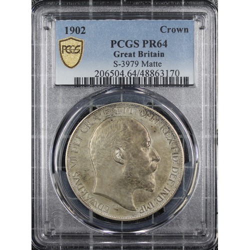 88 - PCGS PR64 1902 Matte proof crown, Edward VII. A bold and appealing example with deep grey tone and w... 