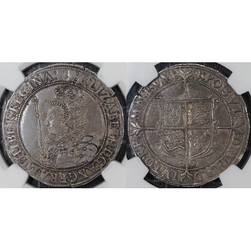 31 - Elizabeth I (1558-1603) halfcrown, NGC AU58, mm. 1, 1601, Tower Mint. Obv. crowned bust left holding... 