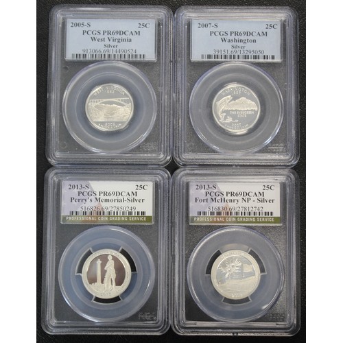 326 - USA, a collection of silver proof Washington State quarter dollars (4), all graded PCGS PR69DCAM. Co... 