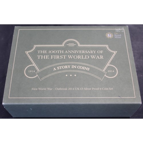 254 - 2014 First World War £5 silver proof 6-coin set, 