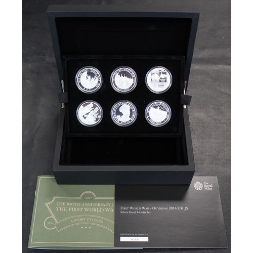 254 - 2014 First World War £5 silver proof 6-coin set, 