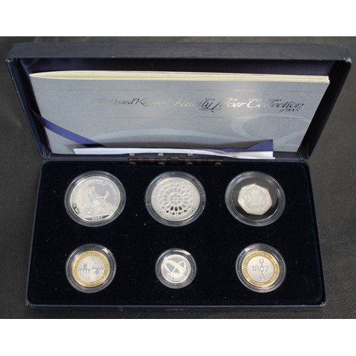 262 - 2007 Silver proof 6-coin family collection including silver proof Britannia. Occasional minor toning... 