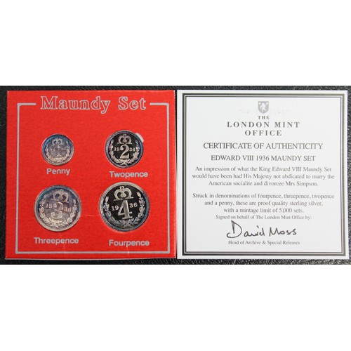 85 - 1936 Pattern Maundy set, Edward VIII. An unofficial release finished in rainbow toned sterling silve... 