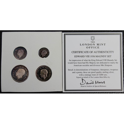 85 - 1936 Pattern Maundy set, Edward VIII. An unofficial release finished in rainbow toned sterling silve... 