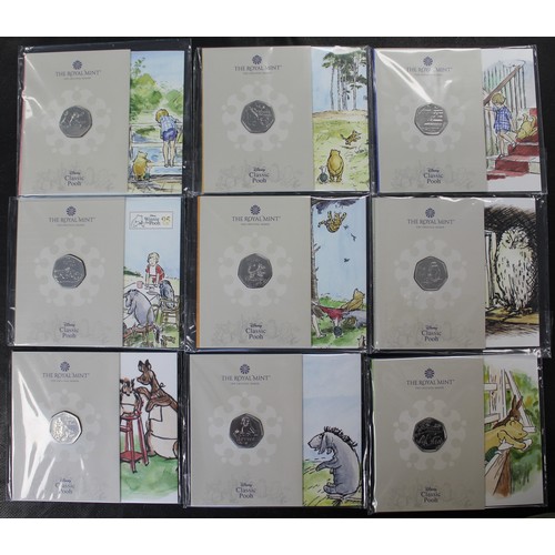 225 - BUNC 50p coins (9) all with young collector interest and comprising a full set of 2020 (3), 2021 (3)... 