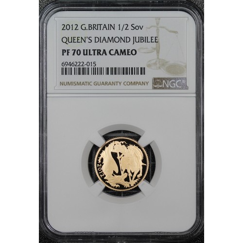 172 - NGC PF70 Ultra Cameo 2012 Proof half sovereign, Elizabeth II. Special reverse with stylised St. Geor... 