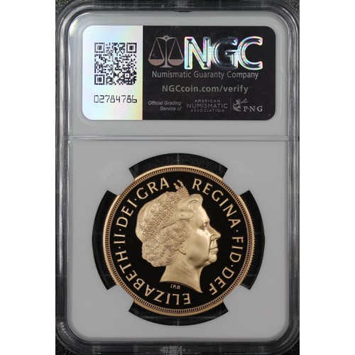 159 - NGC PF70 Ultra Cameo 2012 Gold proof five sovereign/five pounds, Elizabeth II. Special reverse with ... 