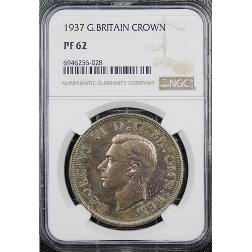 139 - 1937 Proof Crown, NGC PF62, George VI. Mottle toned and a little harshly graded in our opinion. aUNC... 