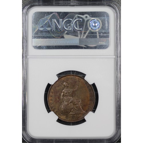 34 - 1837 Half penny, NGC MS62, William IV. Obv. bare head facing right, Rev. seated Britannia. A delight... 