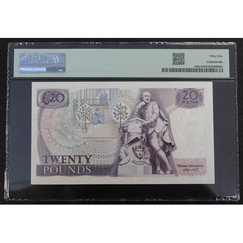 8 - PMG AU55, Low serial number Bank of England £20 note, J. S. Fforde, B318. First issue, S/N A01 04448... 