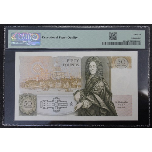 9 - PMG GEM UNC 66 EPQ, Low serial number Bank of England £50 note, D.H.F. Somerset, B352. First issue, ... 