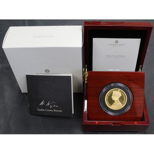 176 - 2021 Gold proof 5oz £500 featuring the Gothic Crown Portrait, Elizabeth II. Part of the Great Engrav... 