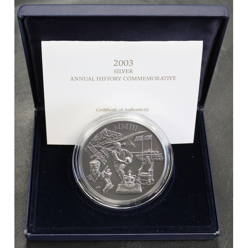 307 - 2003 5oz Annual History Commemorative medal. Struck in fine silver with antique finish depicting key... 