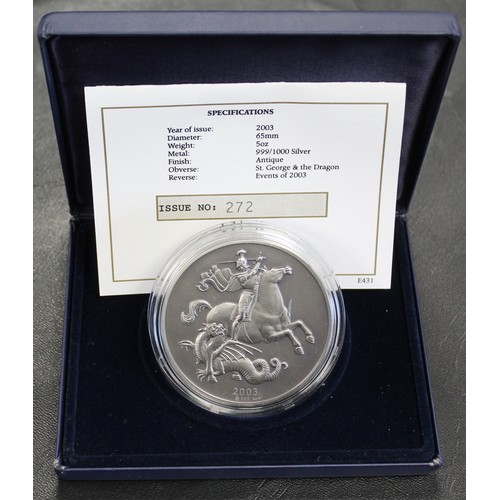 307 - 2003 5oz Annual History Commemorative medal. Struck in fine silver with antique finish depicting key... 