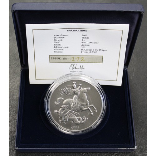 306 - 2002 5oz Annual History Commemorative medal. Struck in fine silver with antique finish depicting key... 