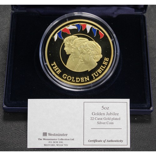 298 - Falkland Islands, 2002 5oz gold plated silver proof £10, Elizabeth II. Struck to commemorate the Gol... 